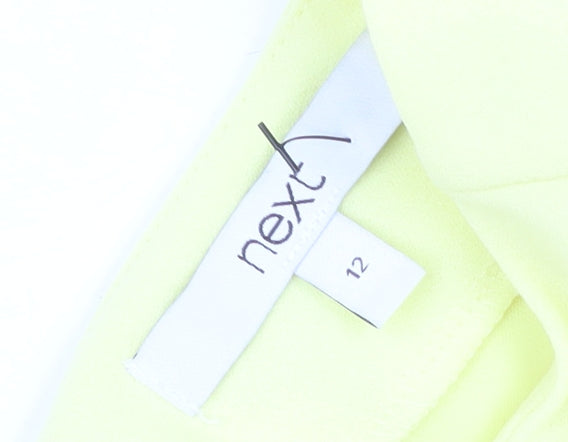 Next Women Yellow Shift Dress Size 12 V-Neck Puff Sleeve Woven