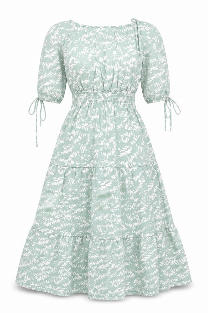 QED London Women’s Green Floral Midi Fit & Flare Dress Size 8