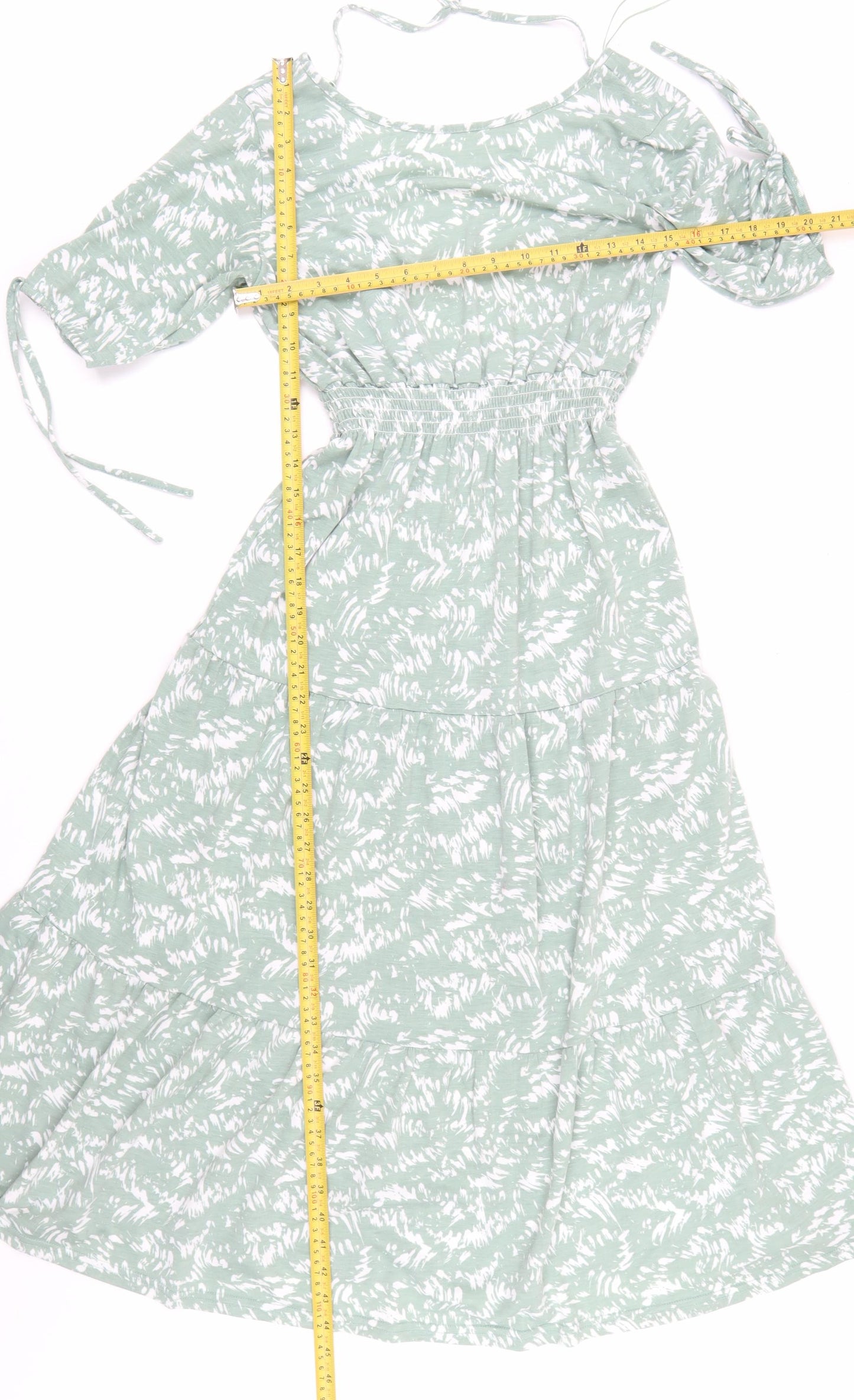 QED London Women’s Green Floral Midi Fit & Flare Dress Size 8