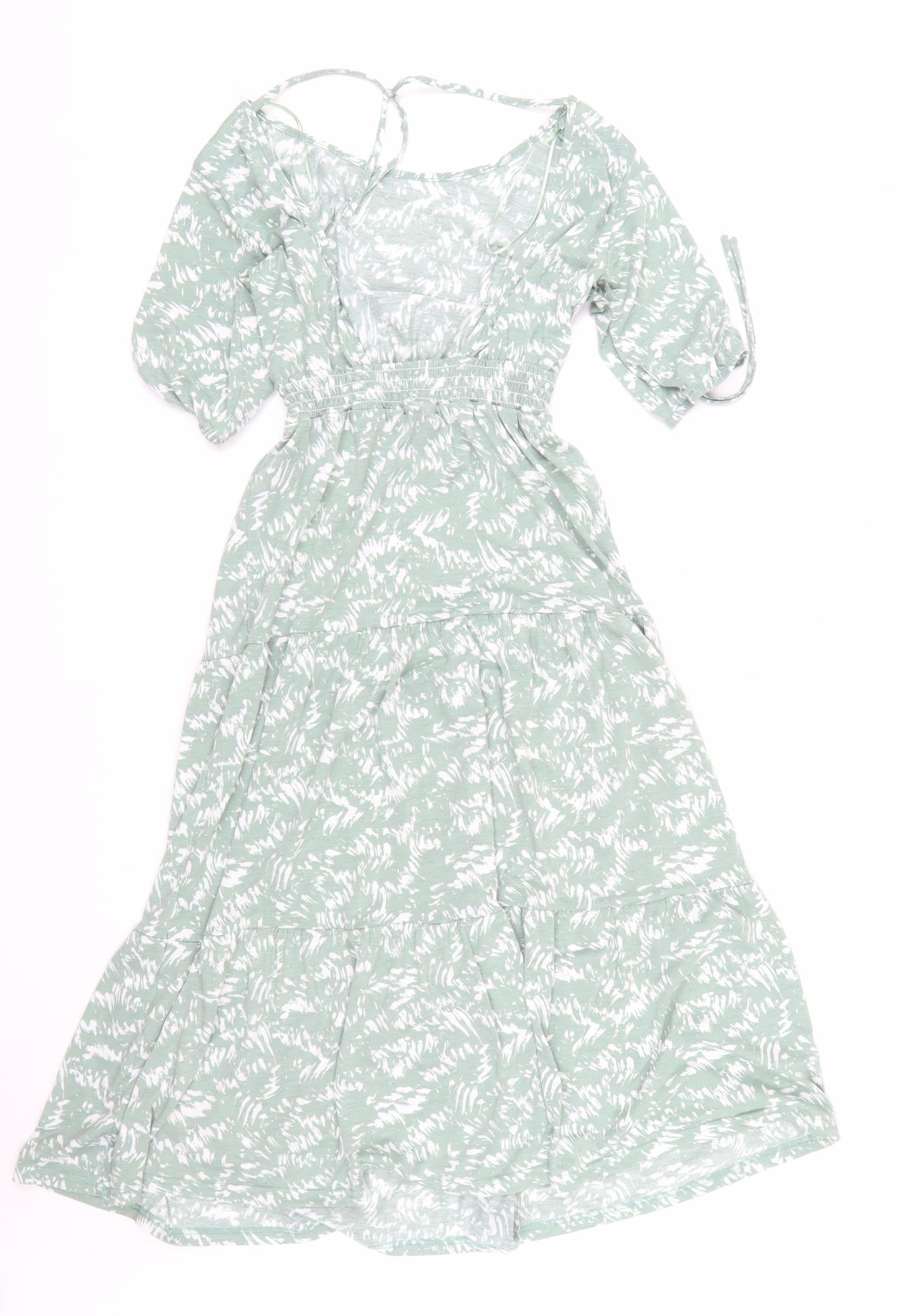 QED London Women’s Green Floral Midi Fit & Flare Dress Size 8