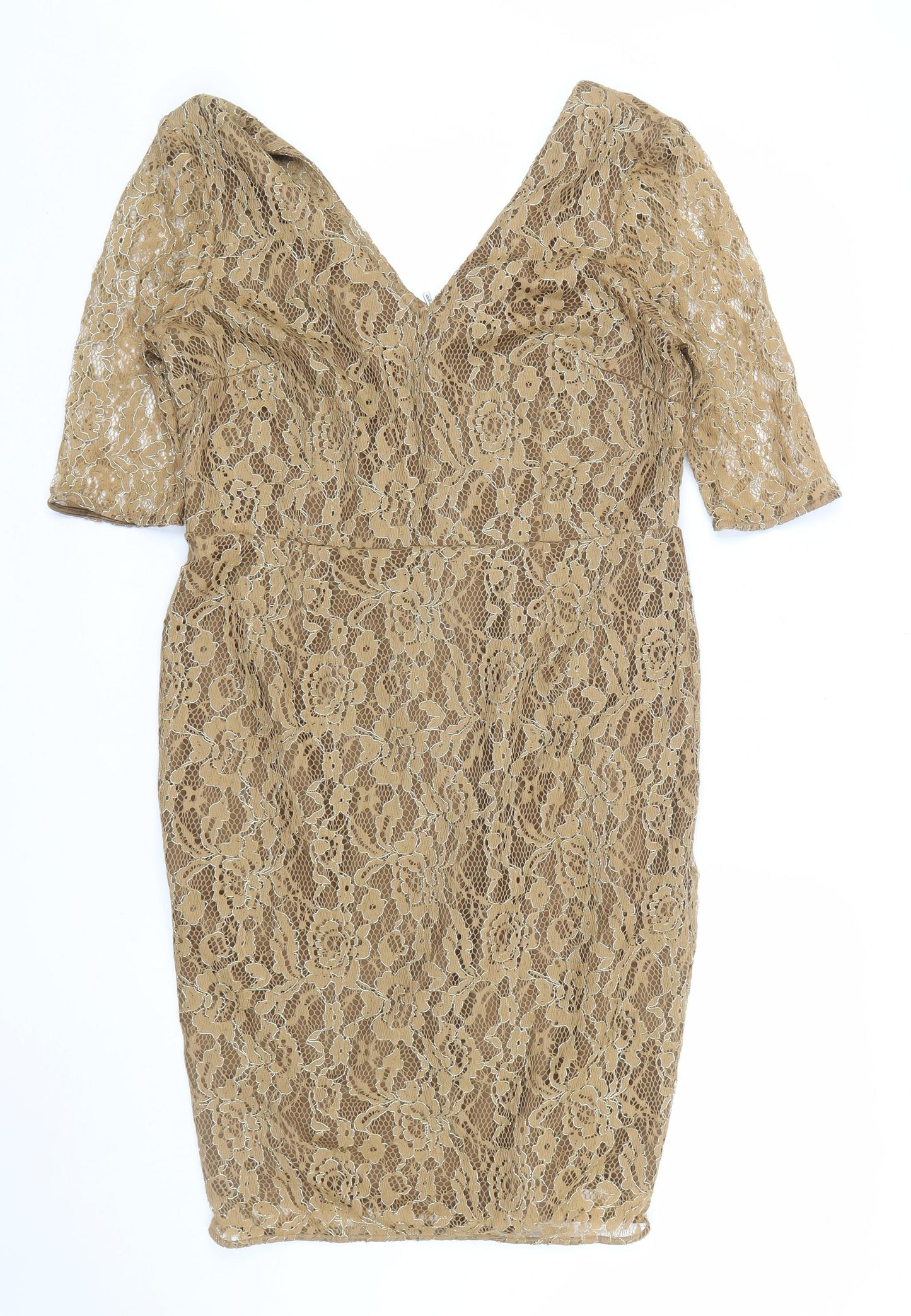 Marks and Spencer Women’s Beige Lace Bodycon Dress Size 14