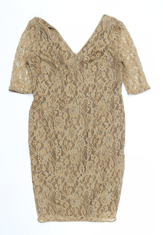 Marks and Spencer Women’s Beige Lace Bodycon Dress Size 14