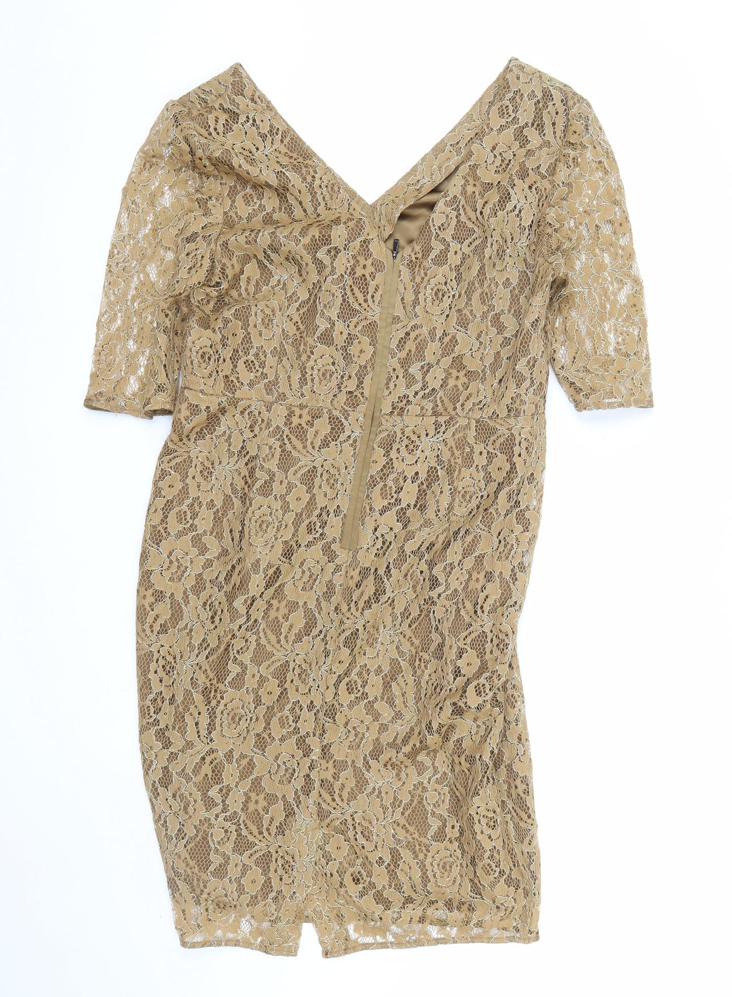 Marks and Spencer Women’s Beige Lace Bodycon Dress Size 14