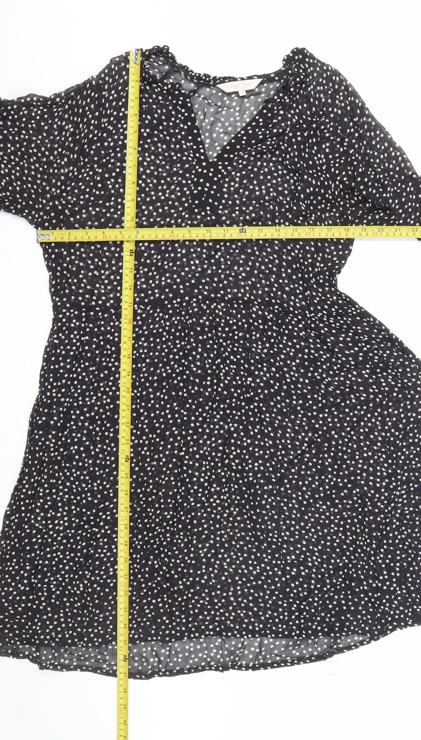Part Two Women’s Black Polka Dot Knee Length Shift Dress UK 8