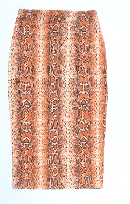 ASOS Women Brown Animal Print Pencil Skirt Size 18 Stretch