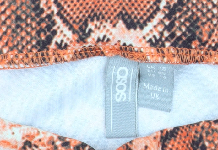 ASOS Women Brown Animal Print Pencil Skirt Size 18 Stretch