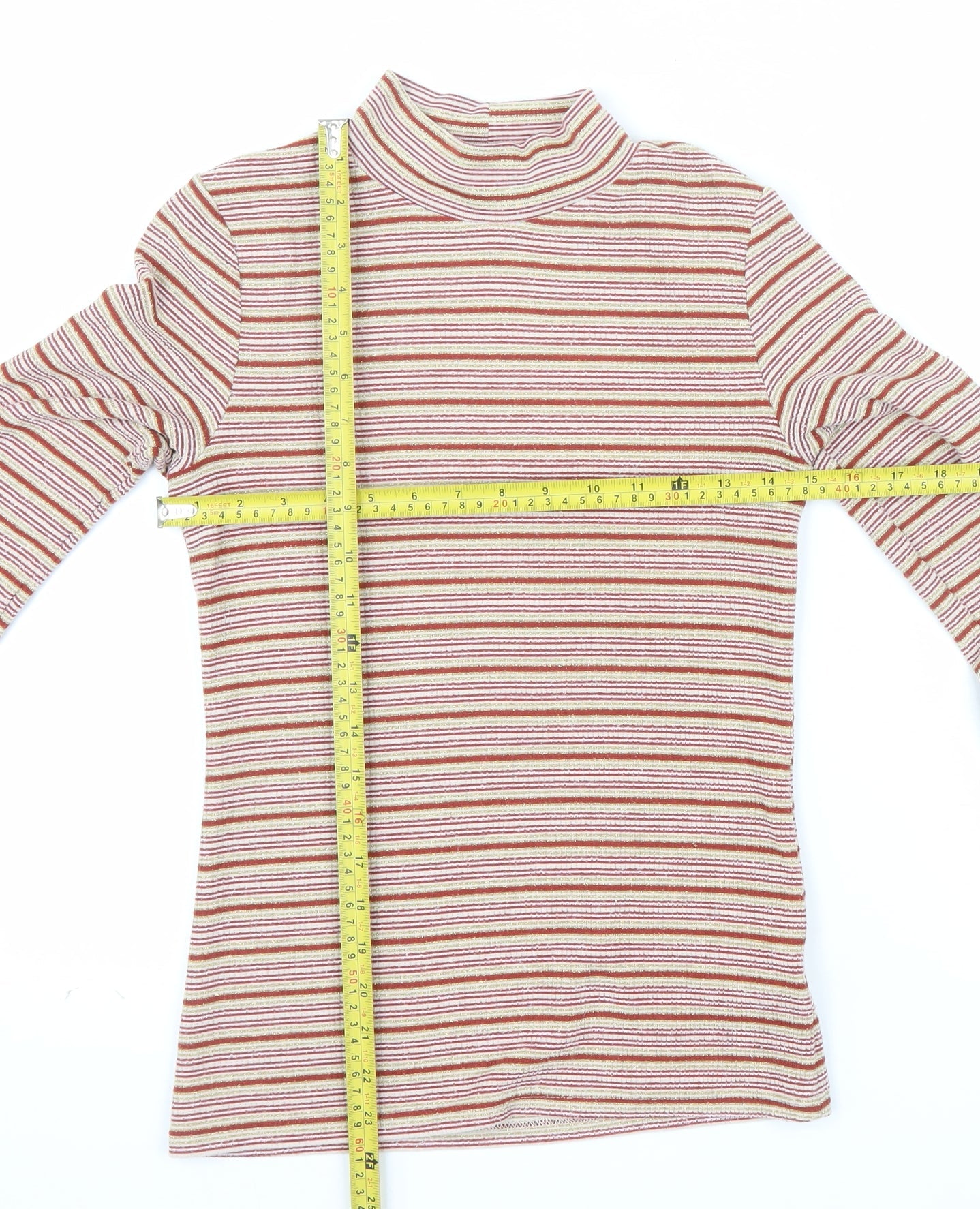 Next Women’s Multicoloured Striped Mock Neck Long Sleeve Top Size 6