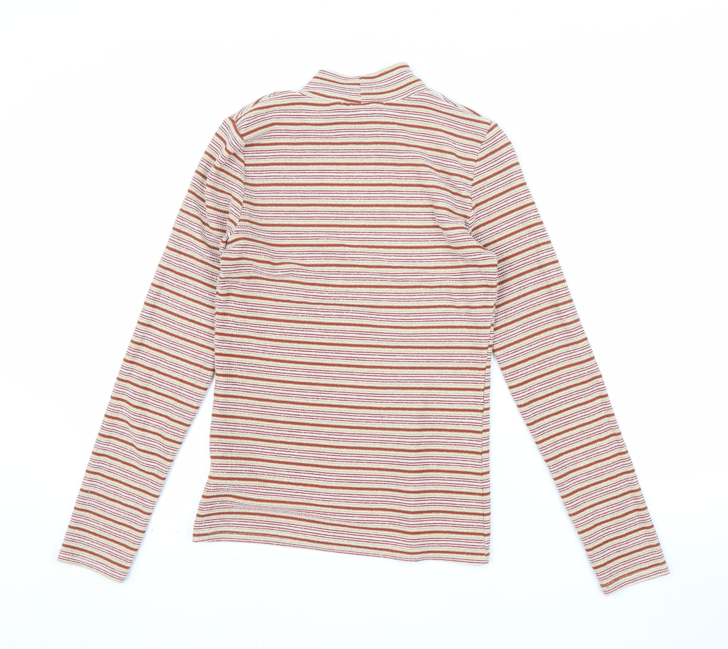 Next Women’s Multicoloured Striped Mock Neck Long Sleeve Top Size 6