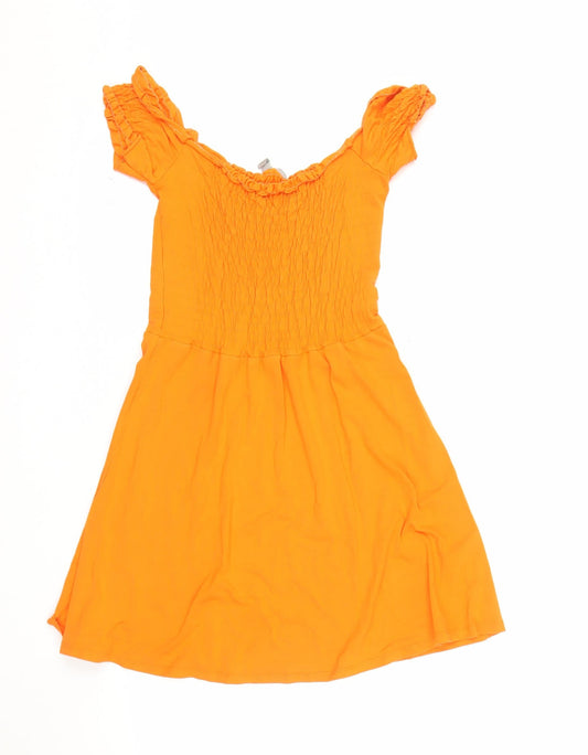 ASOS Women’s Orange Smocked Short Skater Dress Size 8