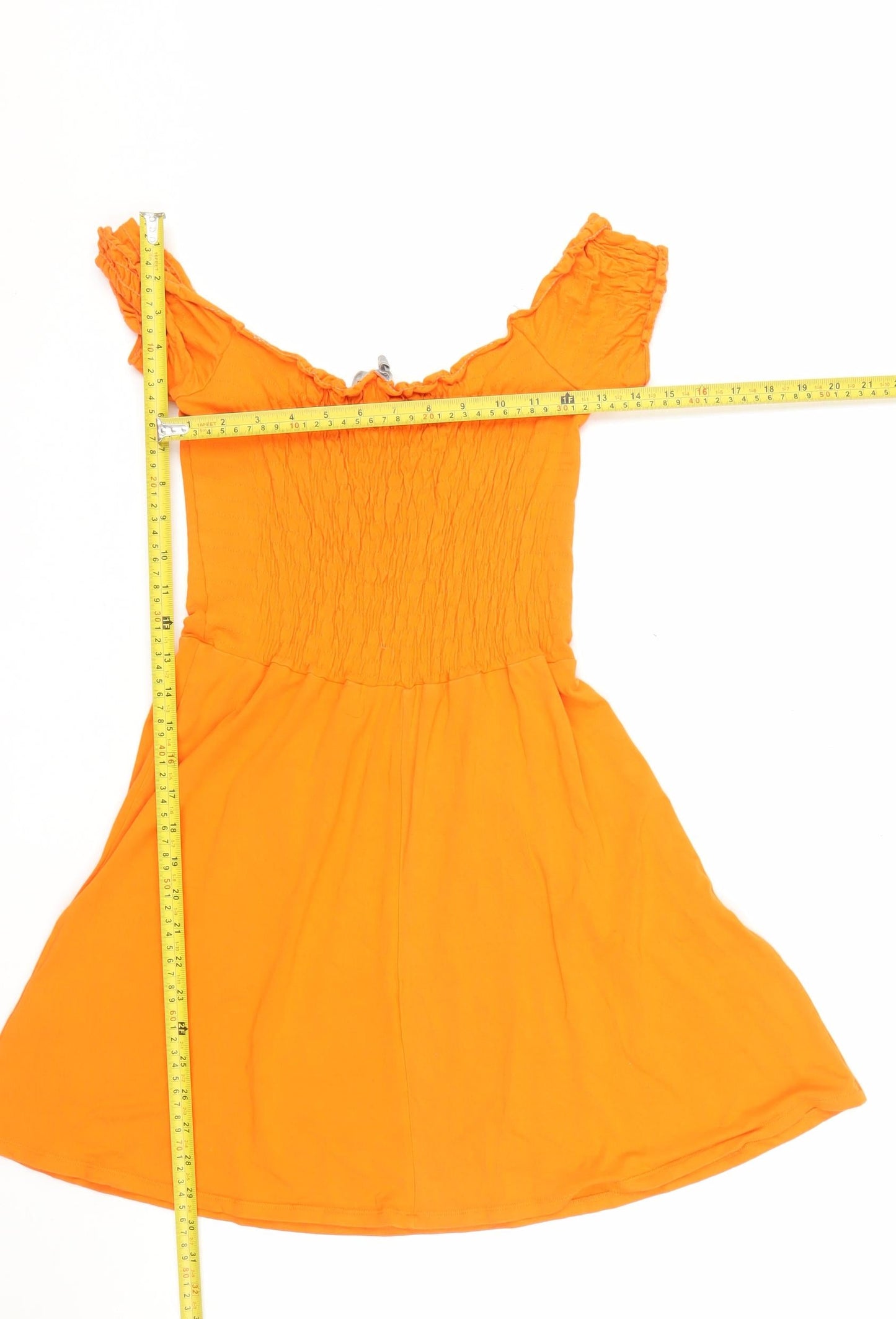 ASOS Women’s Orange Smocked Short Skater Dress Size 8