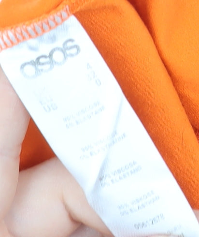 ASOS Women’s Orange Smocked Short Skater Dress Size 8