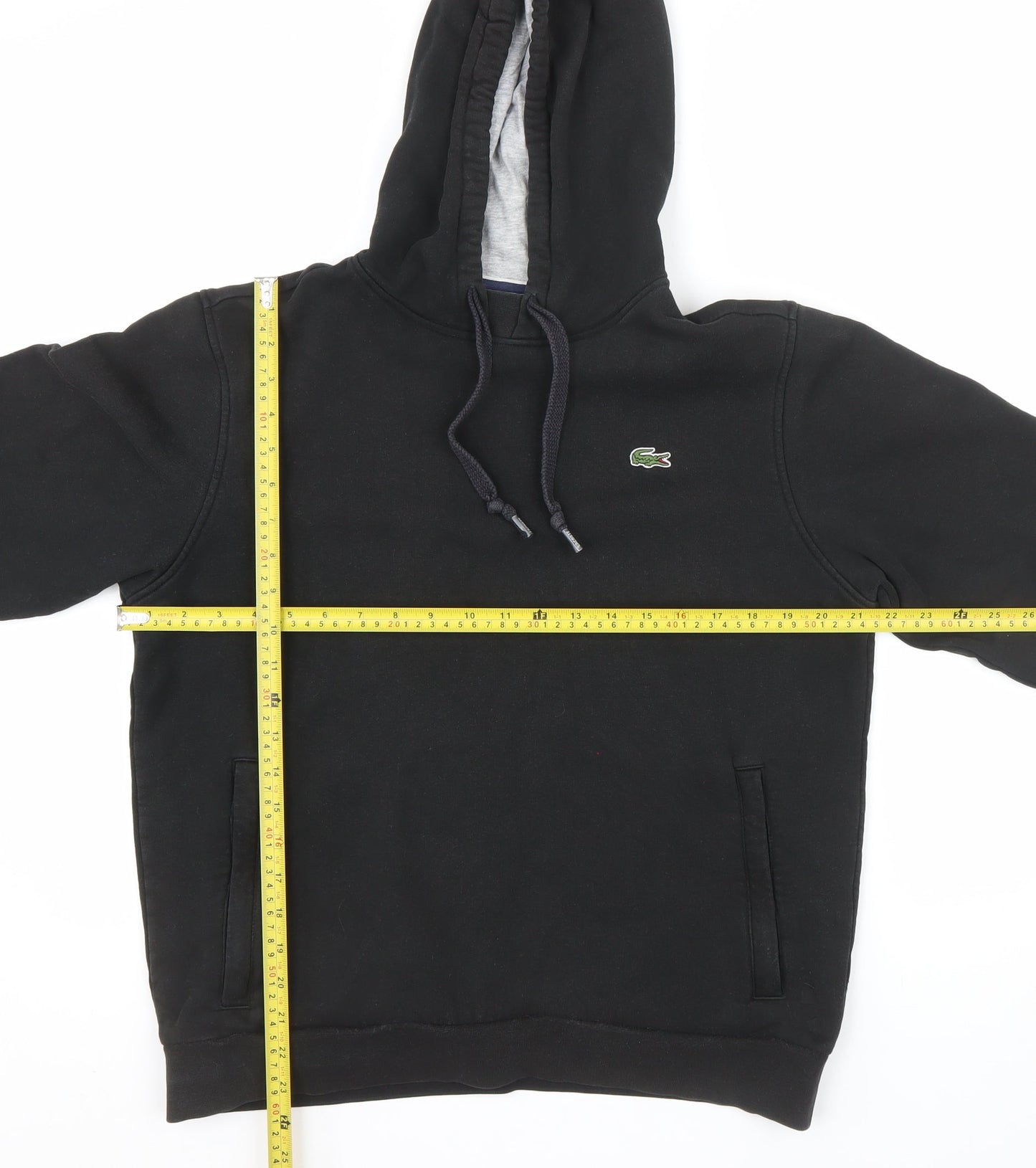 Lacoste Sport Men’s Black Pullover Hoodie M Regular Fit Cotton Blend