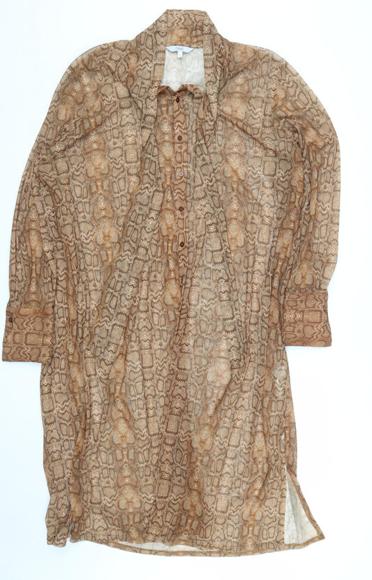 Next Women Brown Snake Print Shirt Dress Size 22 Plus Fit