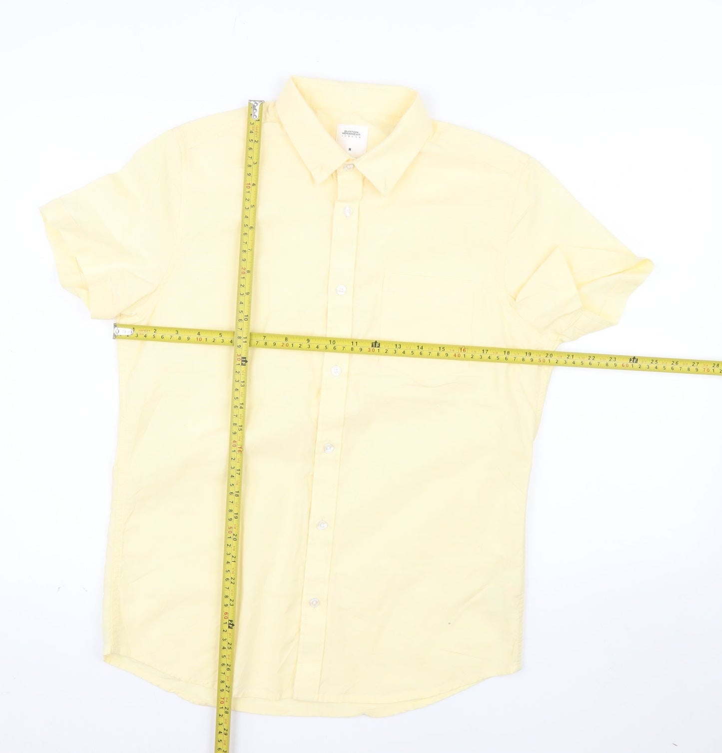 Burton Menswear London Men's Yellow Short Sleeve Cotton Casual Shirt M