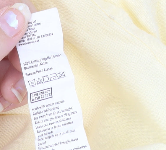 Burton Menswear London Men's Yellow Short Sleeve Cotton Casual Shirt M