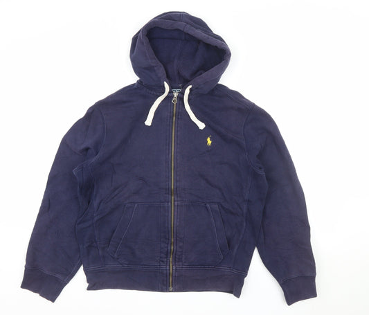 Ralph Lauren Men's Blue Full Zip Hoodie Size M Fleece Cotton Blend