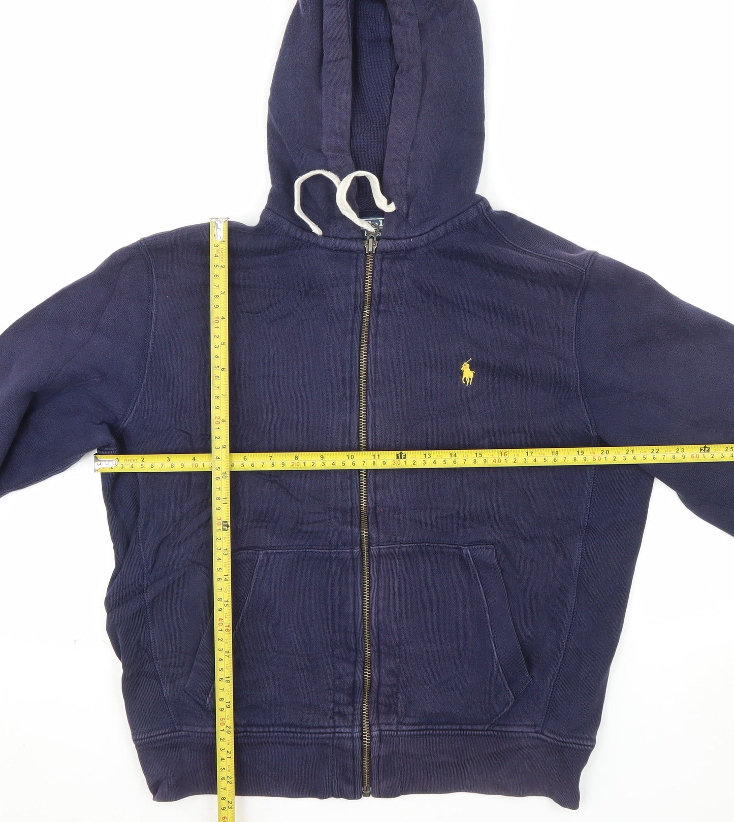 Ralph Lauren Men's Blue Full Zip Hoodie Size M Fleece Cotton Blend