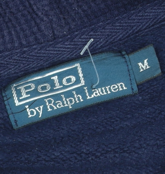 Ralph Lauren Men's Blue Full Zip Hoodie Size M Fleece Cotton Blend