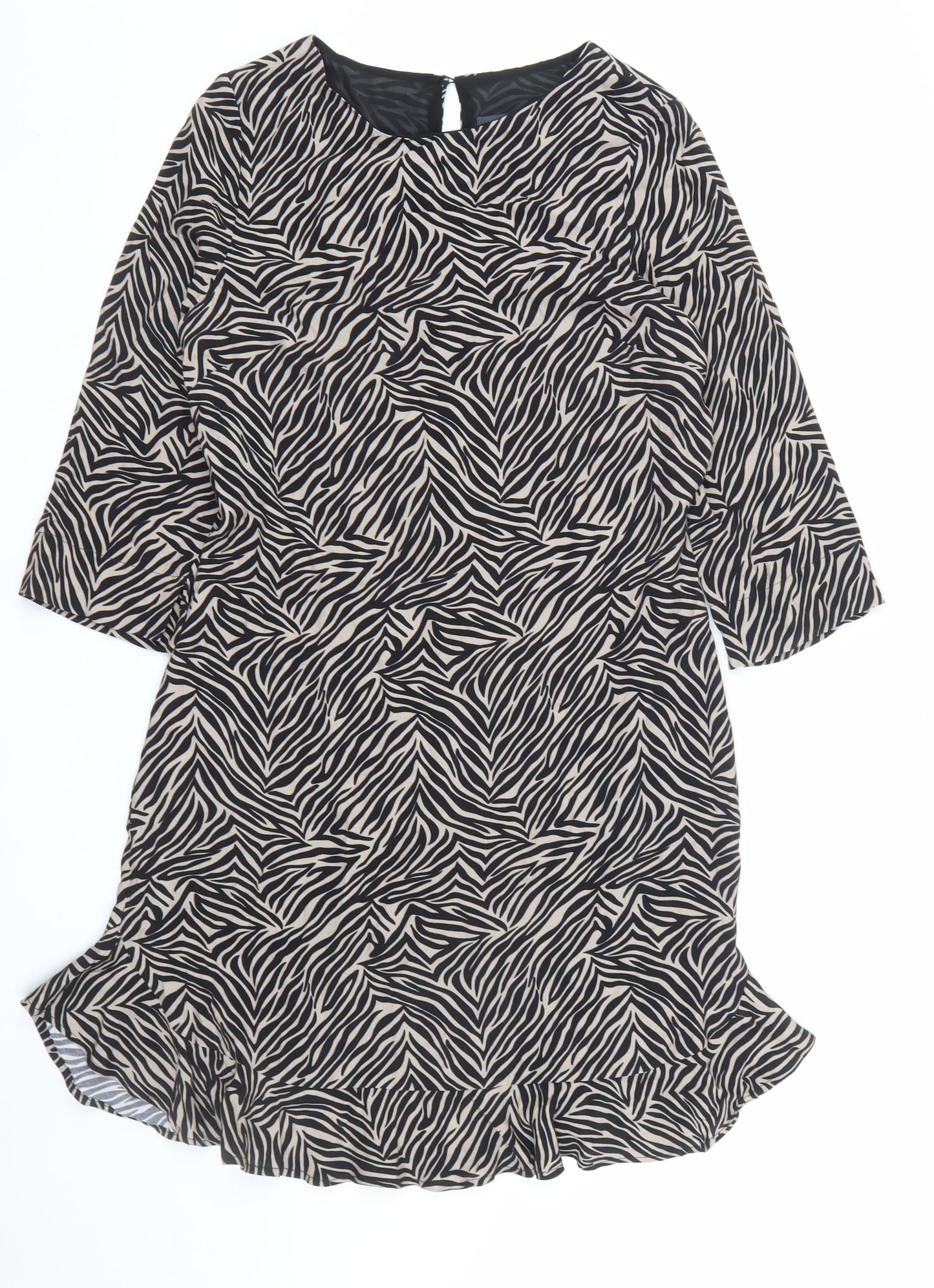 Sosandar Women’s Black Zebra Print Shift Dress Size 10