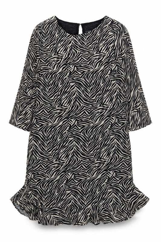 Sosandar Women’s Black Zebra Print Shift Dress Size 10