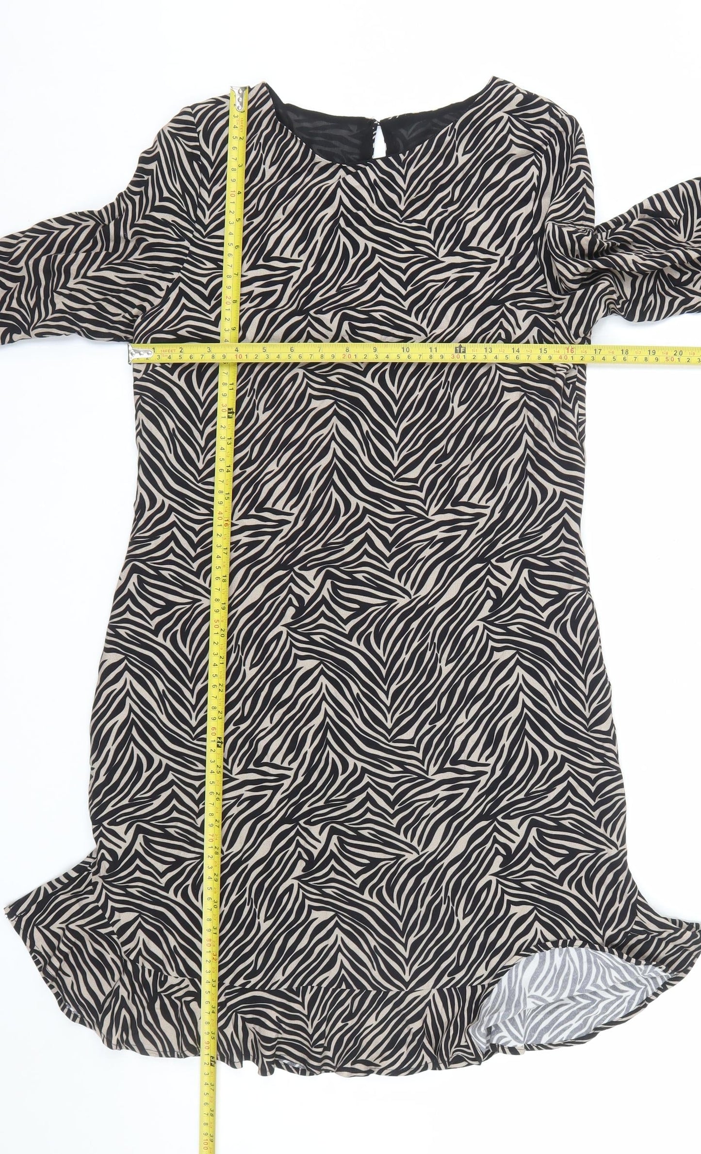 Sosandar Women’s Black Zebra Print Shift Dress Size 10