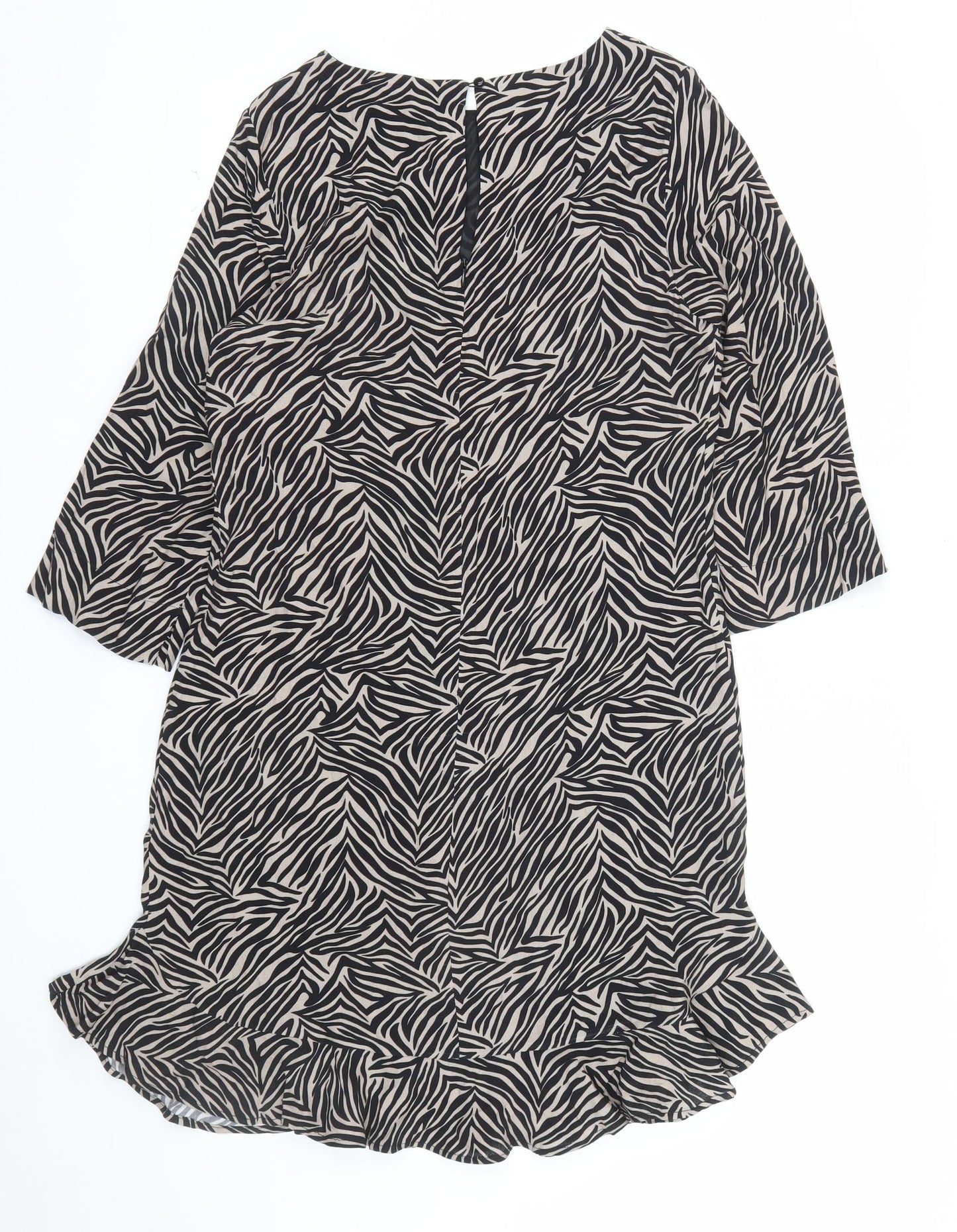 Sosandar Women’s Black Zebra Print Shift Dress Size 10