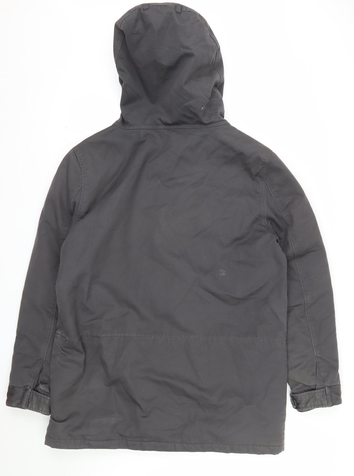 GAP Men's Grey Parka Jacket L Cotton Hooded Winter Coat