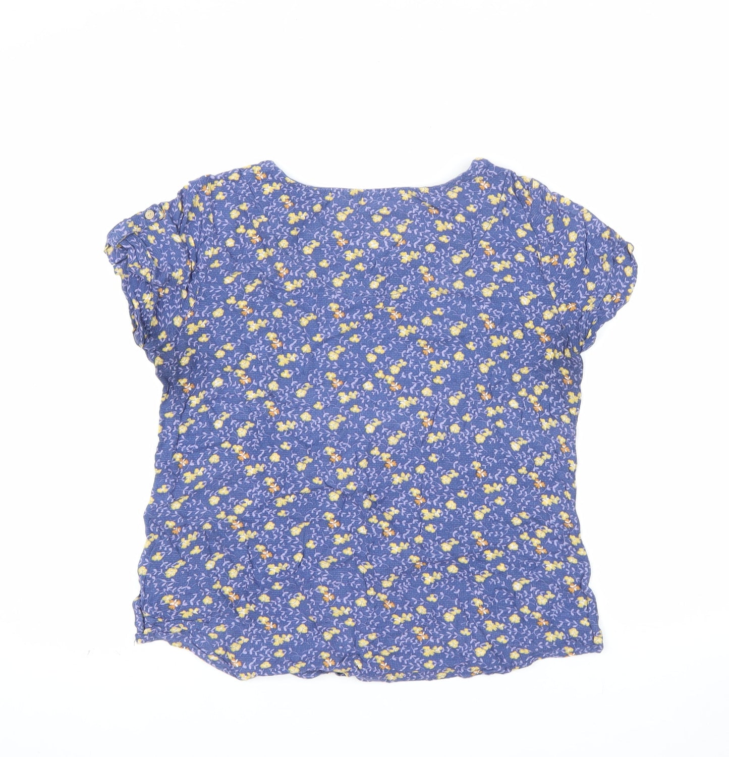 Mantaray Women's Blue Floral Viscose Short Sleeve T-Shirt Size 10