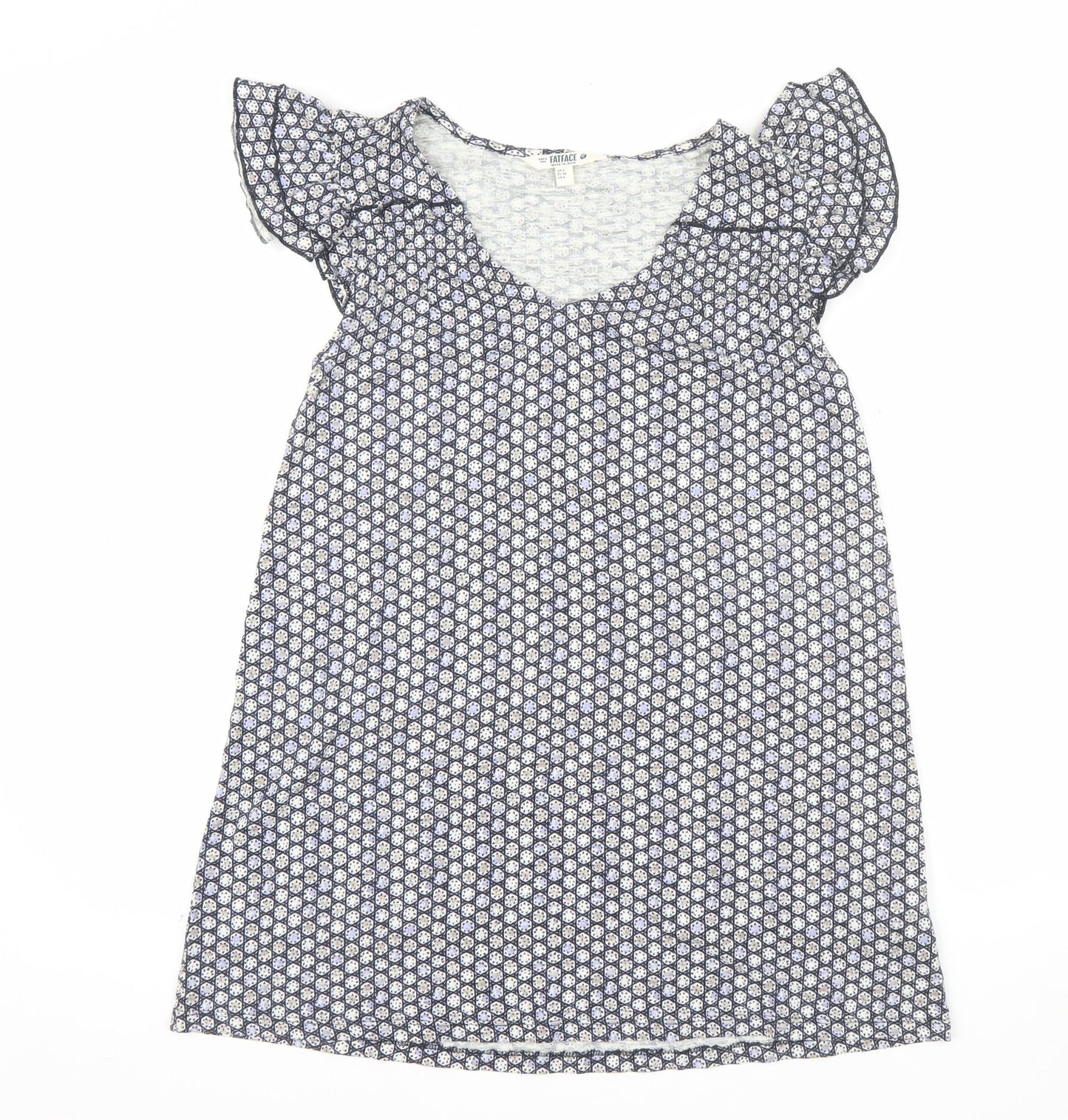 FatFace Womens Blue Geometric Cotton Modal Shift Dress Size 8
