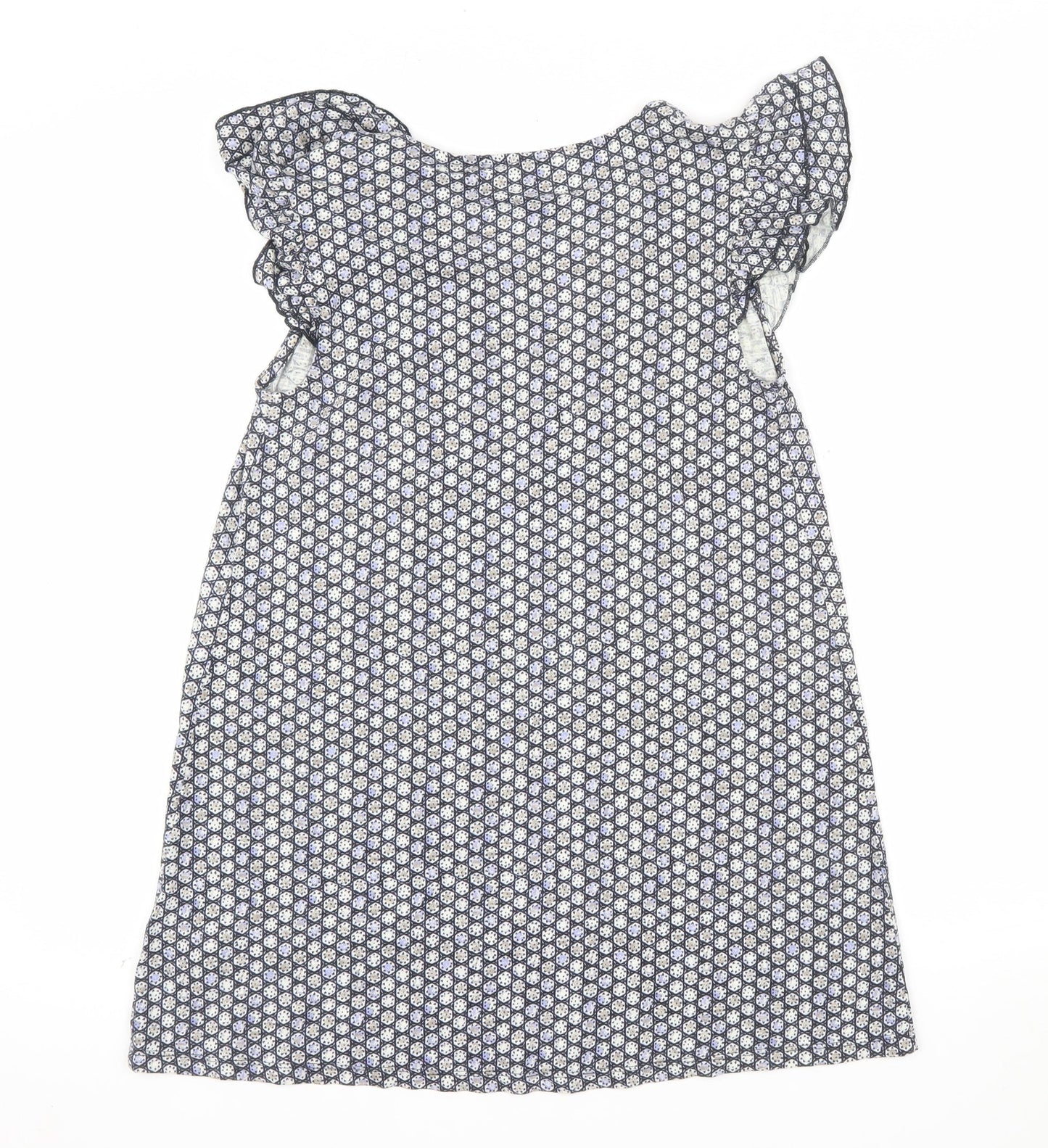 FatFace Womens Blue Geometric Cotton Modal Shift Dress Size 8
