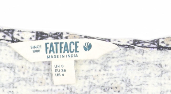 FatFace Womens Blue Geometric Cotton Modal Shift Dress Size 8