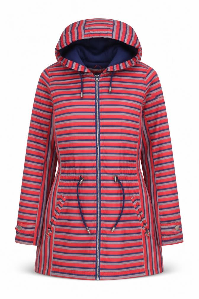 Next Women’s Red Striped Hooded Rain Coat Jacket Size 10