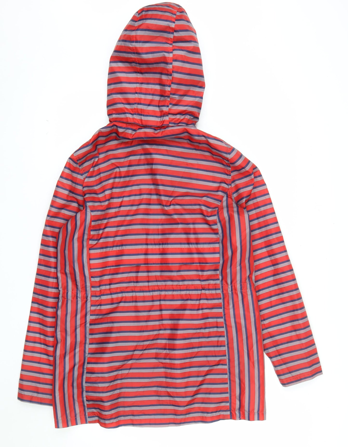 Next Women’s Red Striped Hooded Rain Coat Jacket Size 10