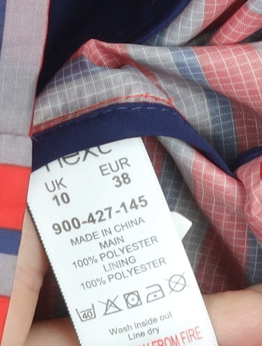 Next Women’s Red Striped Hooded Rain Coat Jacket Size 10