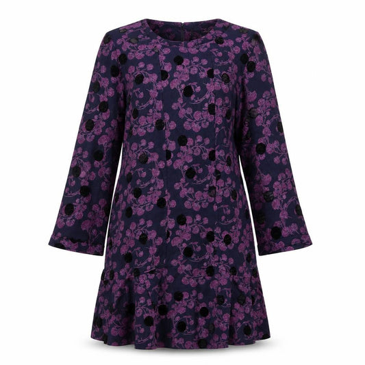 White Stuff Women's Purple Floral Cotton Shift Dress Size 12