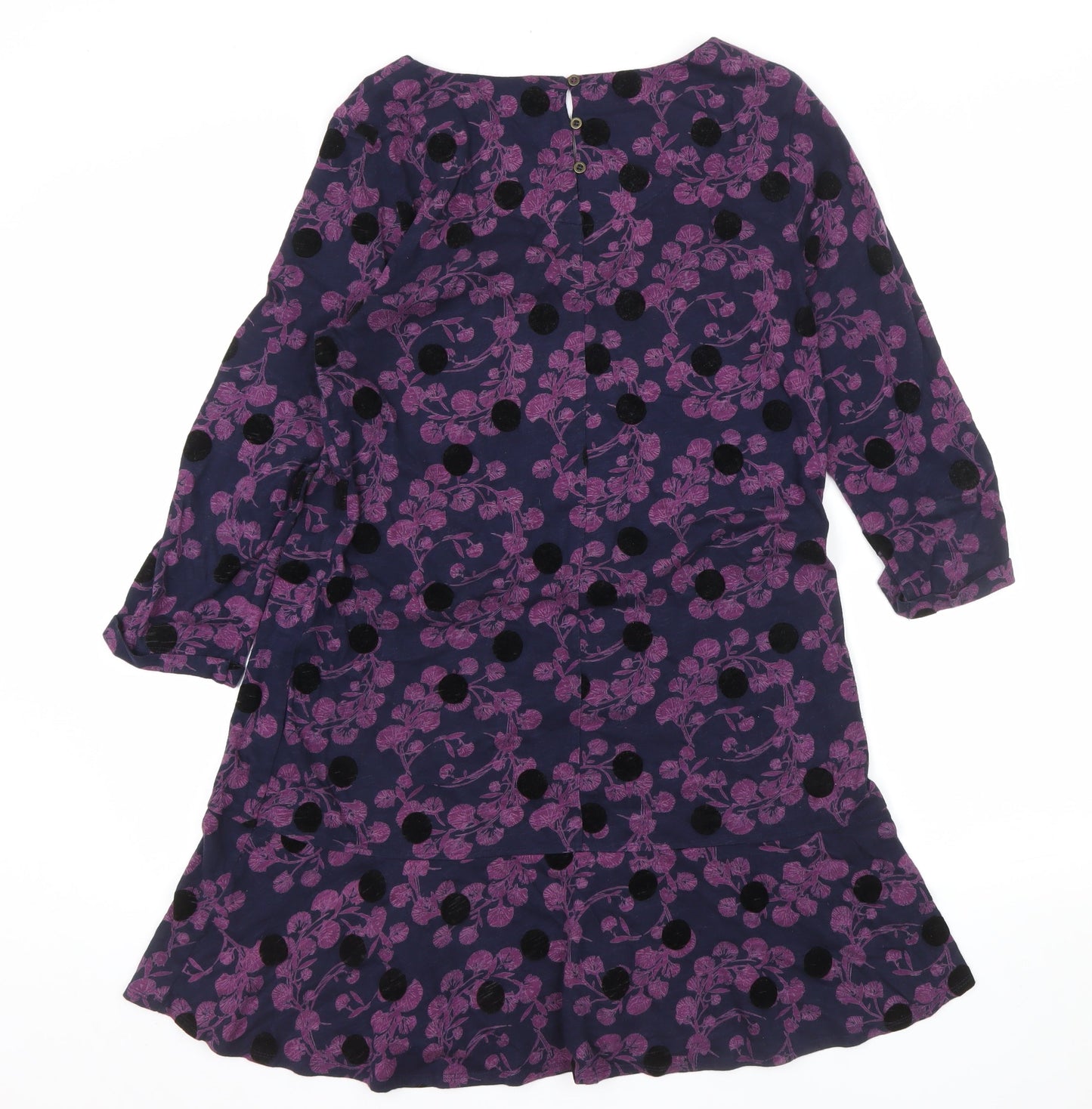 White Stuff Women's Purple Floral Cotton Shift Dress Size 12