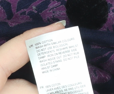 White Stuff Women's Purple Floral Cotton Shift Dress Size 12