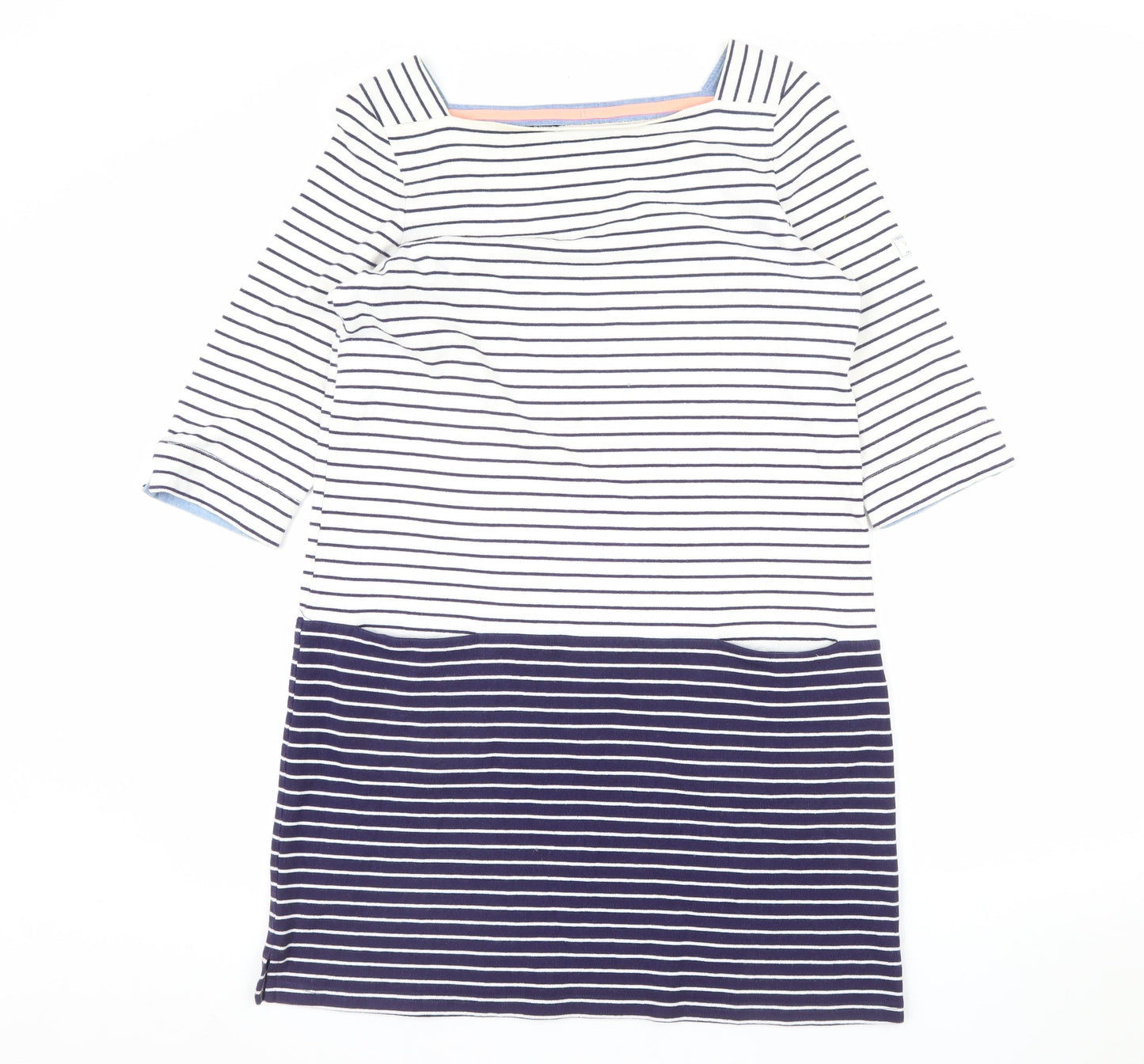 Joules Women Blue Striped Cotton Shift Dress Size 12