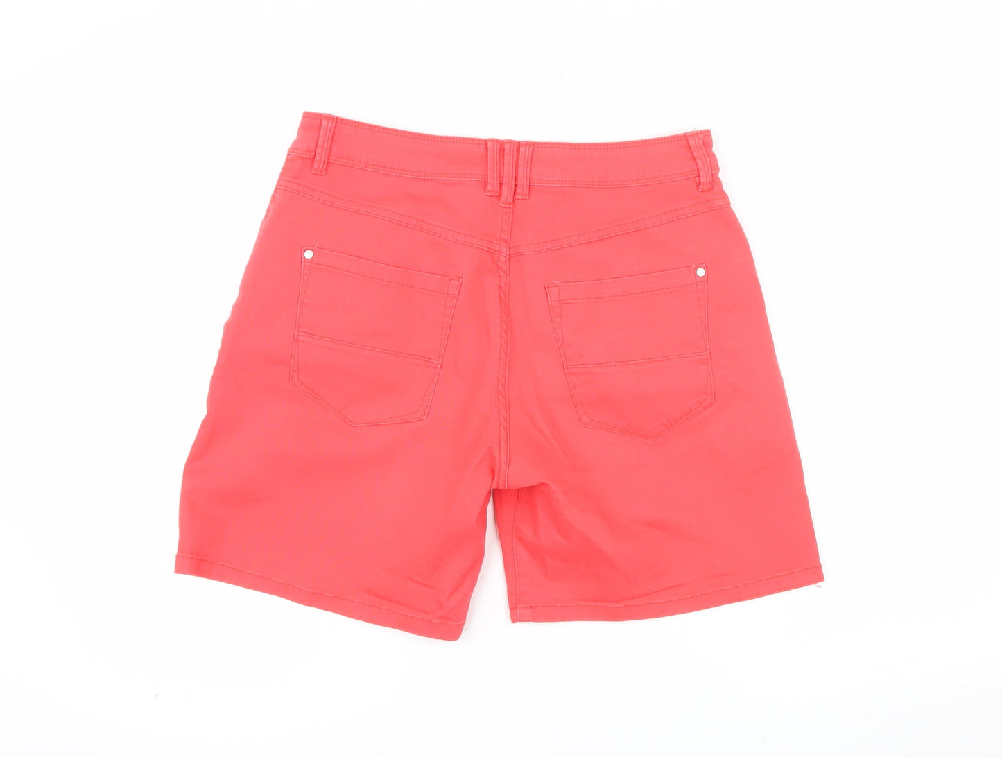 Terranova Women Red High Rise Bermuda Cotton Stretch Shorts M