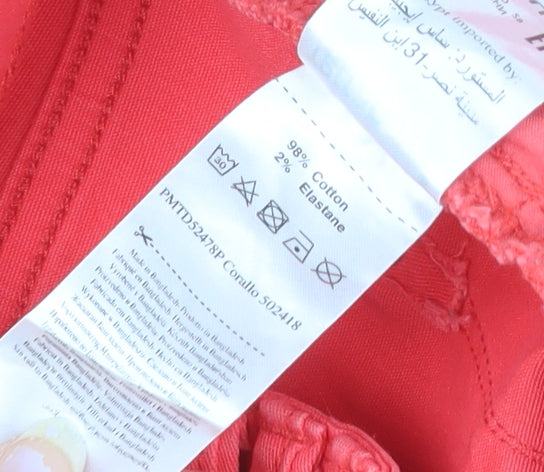 Terranova Women Red High Rise Bermuda Cotton Stretch Shorts M