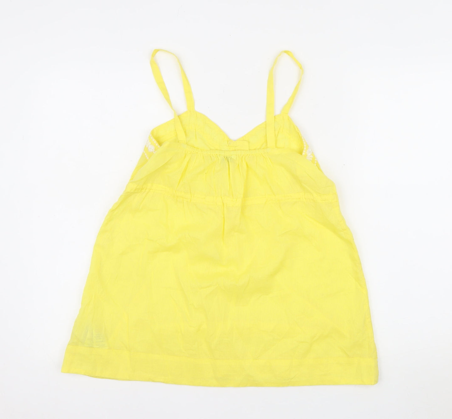 New Look Women Yellow Cotton Embroidered Camisole Top Size 10