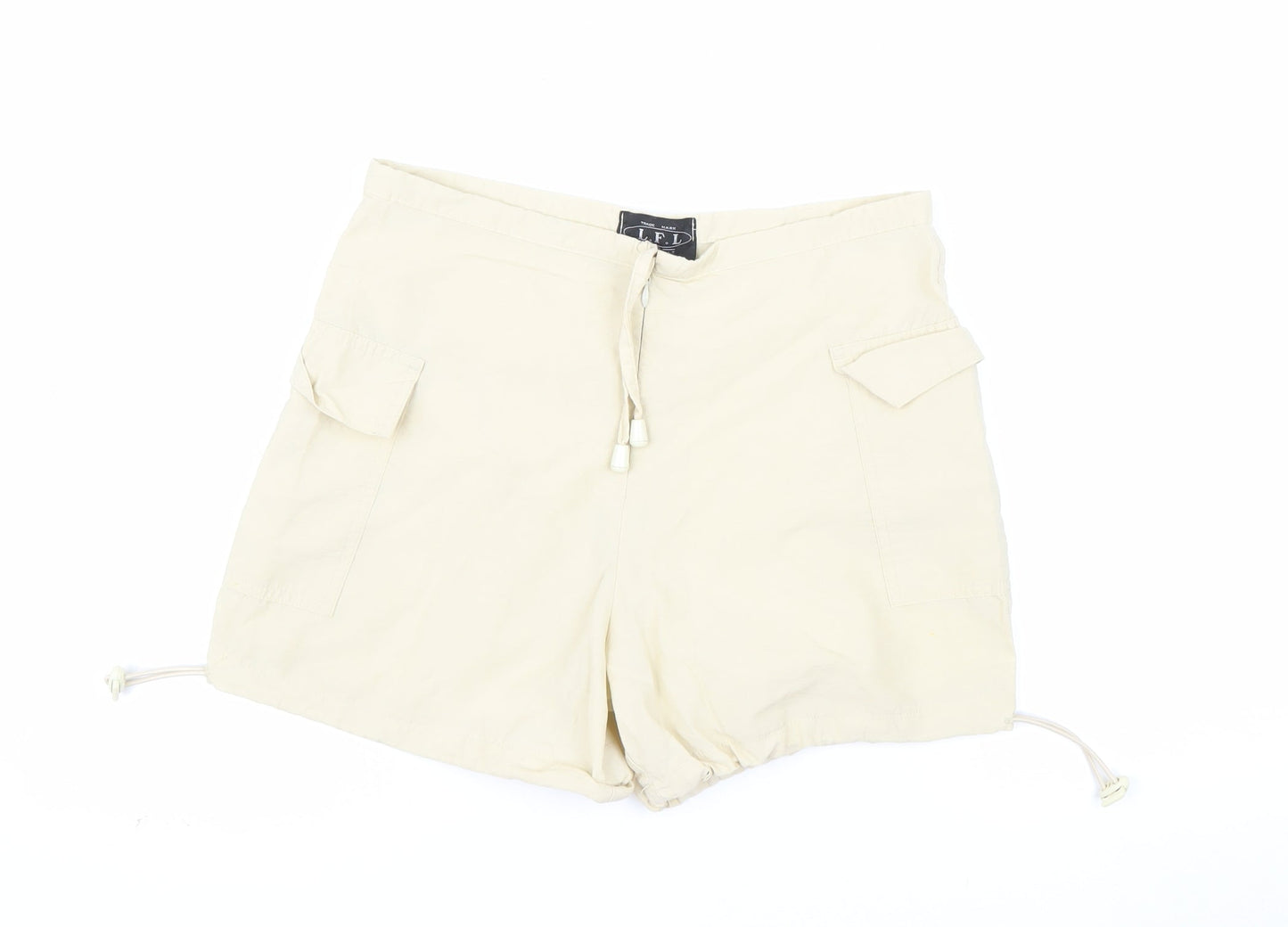 L.F.L Women Beige Cotton Nylon Cargo Shorts Size 12