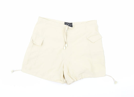 L.F.L Women Beige Cotton Nylon Cargo Shorts Size 12