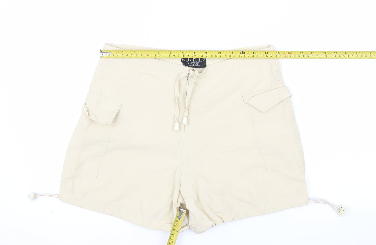 L.F.L Women Beige Cotton Nylon Cargo Shorts Size 12