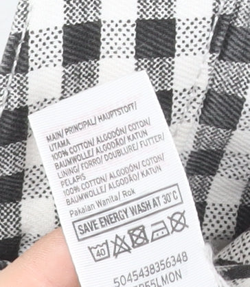 Topshop Women’s Black Check Cotton Mini Denim Skirt Size 10