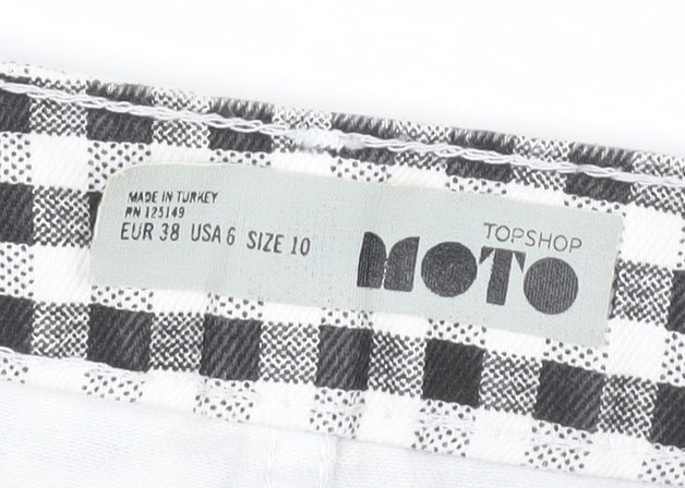 Topshop Women’s Black Check Cotton Mini Denim Skirt Size 10
