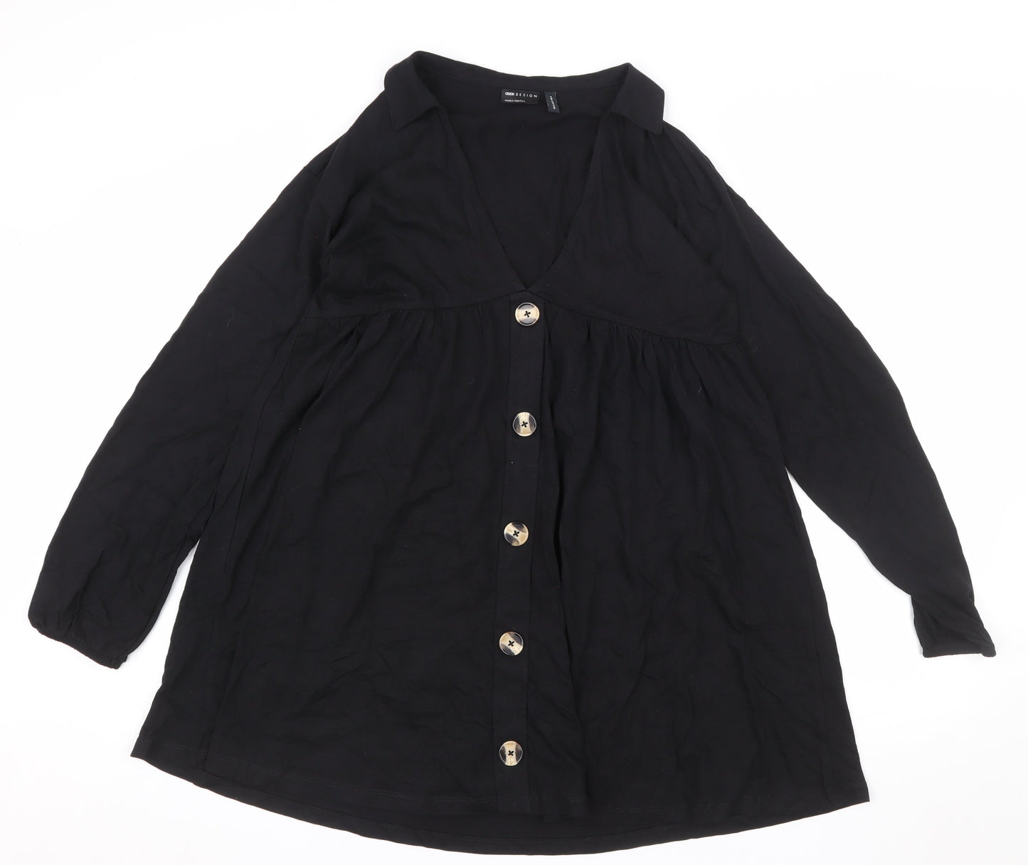 ASOS DESIGN Women’s Black Cotton Shirt Dress Size 8 Long Sleeve