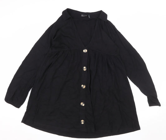 ASOS DESIGN Women’s Black Cotton Shirt Dress Size 8 Long Sleeve