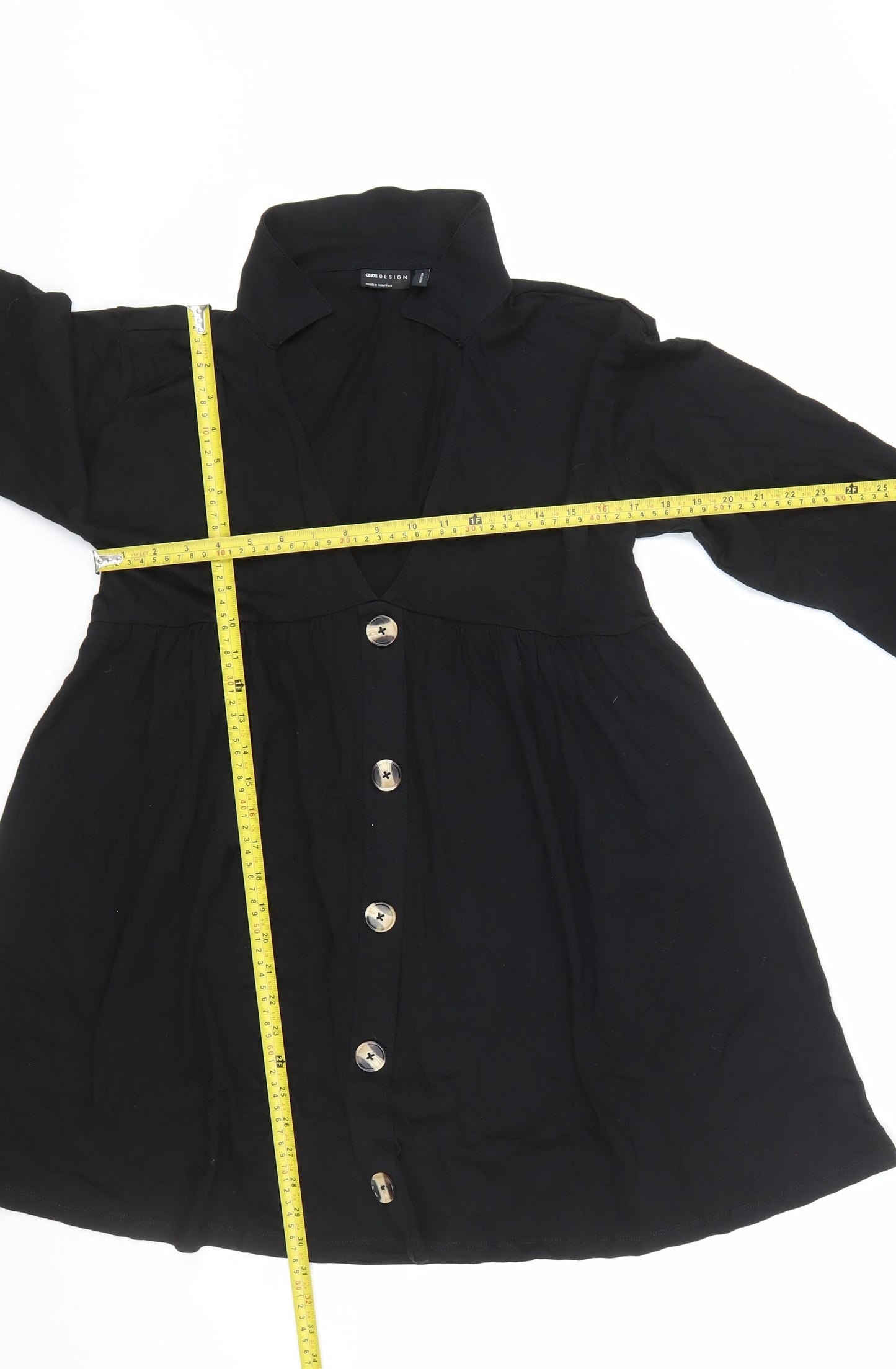 ASOS DESIGN Women’s Black Cotton Shirt Dress Size 8 Long Sleeve