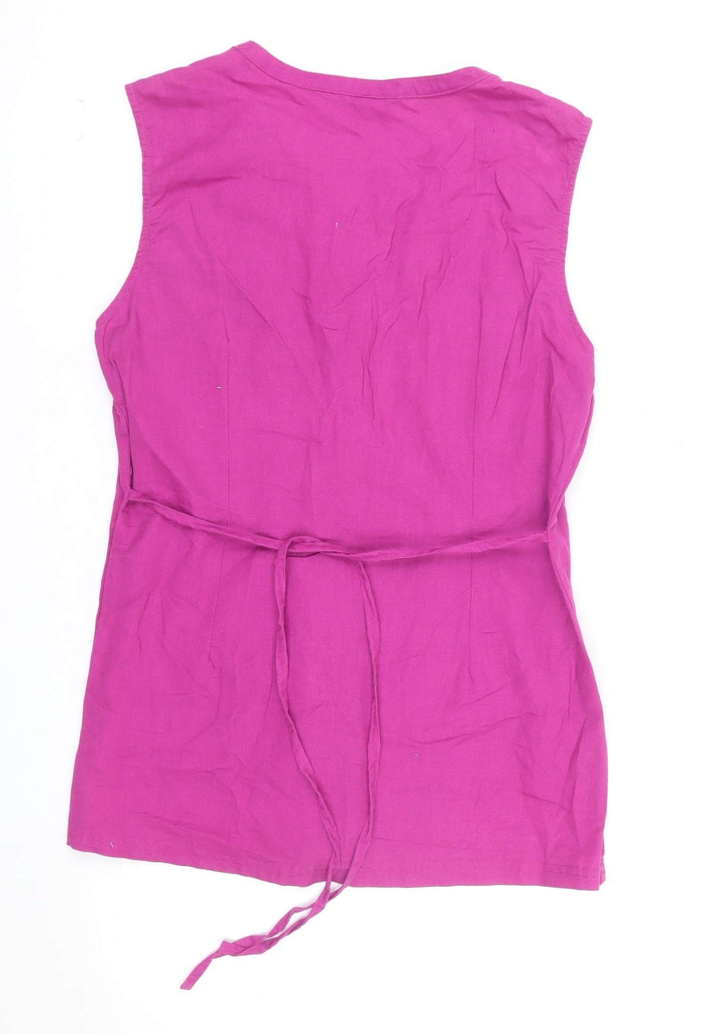 Maine New England Women’s Pink Linen Blend Tunic Blouse Size 14